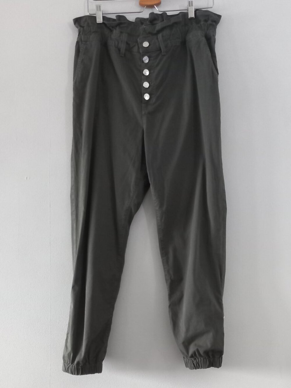 VERONICA BEARD Tedi Tapered High Rise khaki green paperbag waist pants